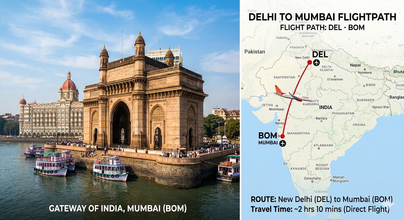 Delhi  to Mumbai 
