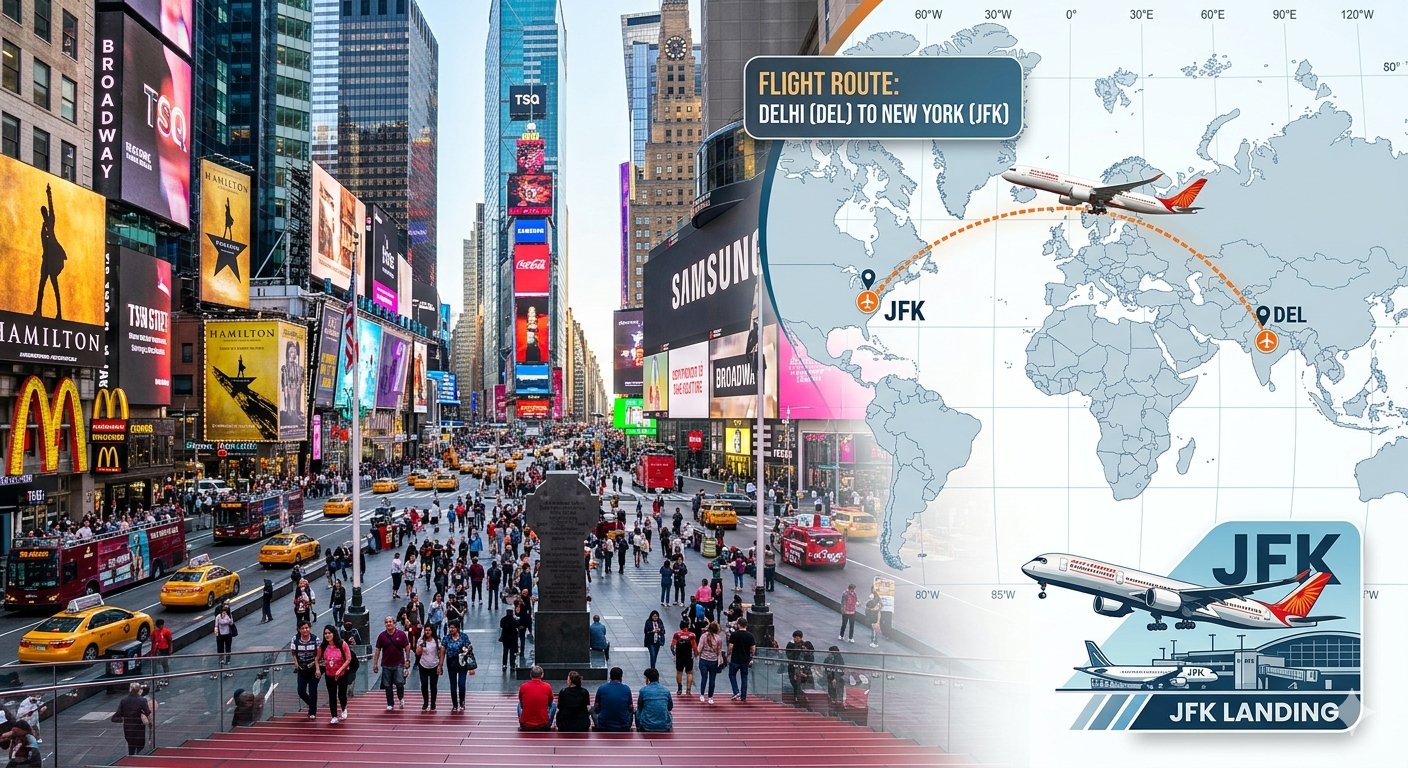 Delhi  to New York 
